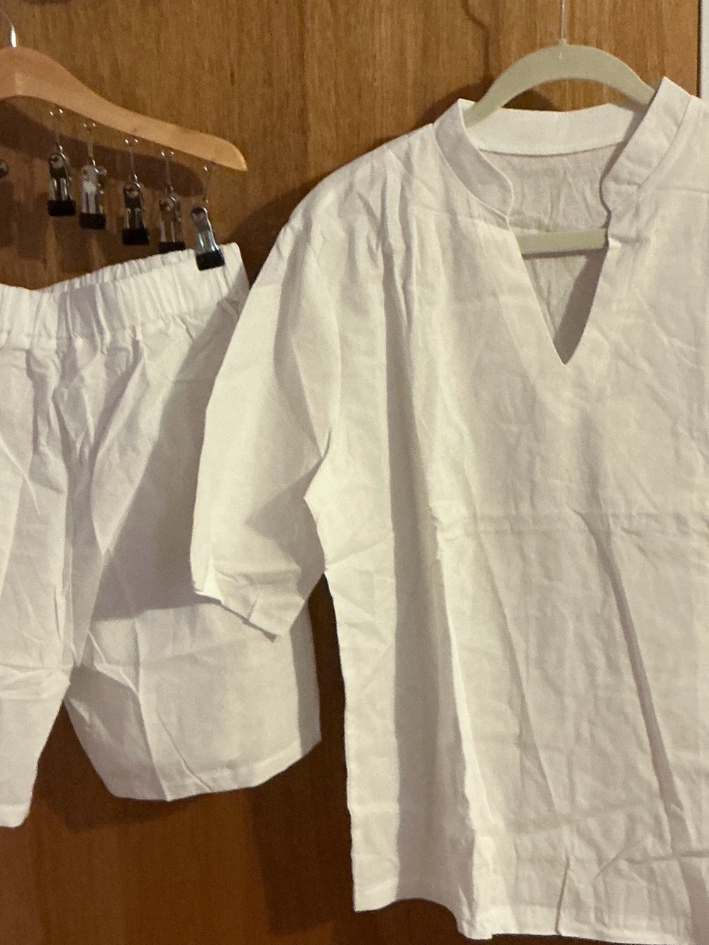 Womens White V-Neck Cotton Top - Brand